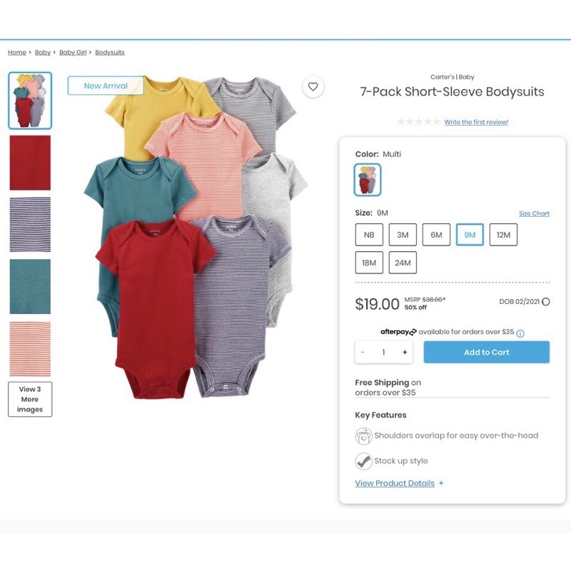 Set 7 bodysuit Carter's chính hãng-nhập Mỹ | BigBuy360 - bigbuy360.vn