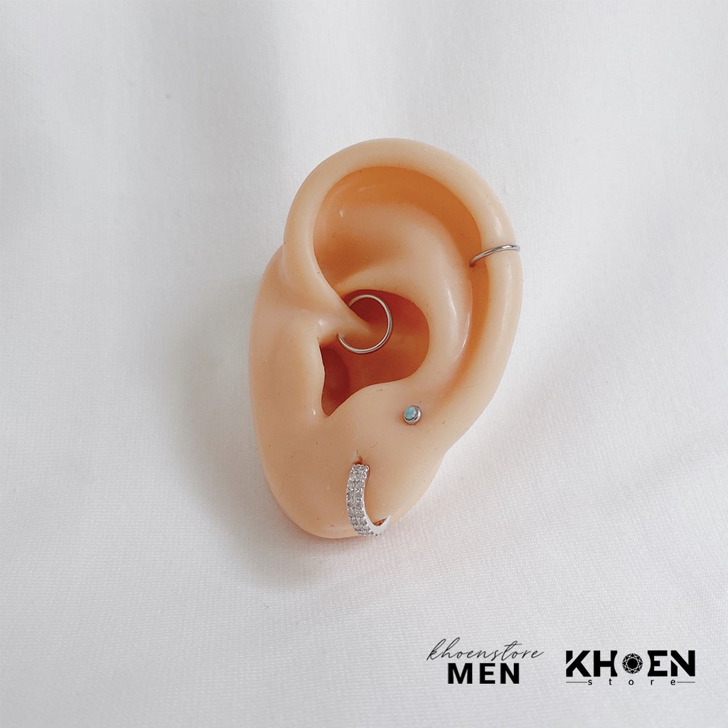 Khuyên tai Tròn đá hai hàng 8mm