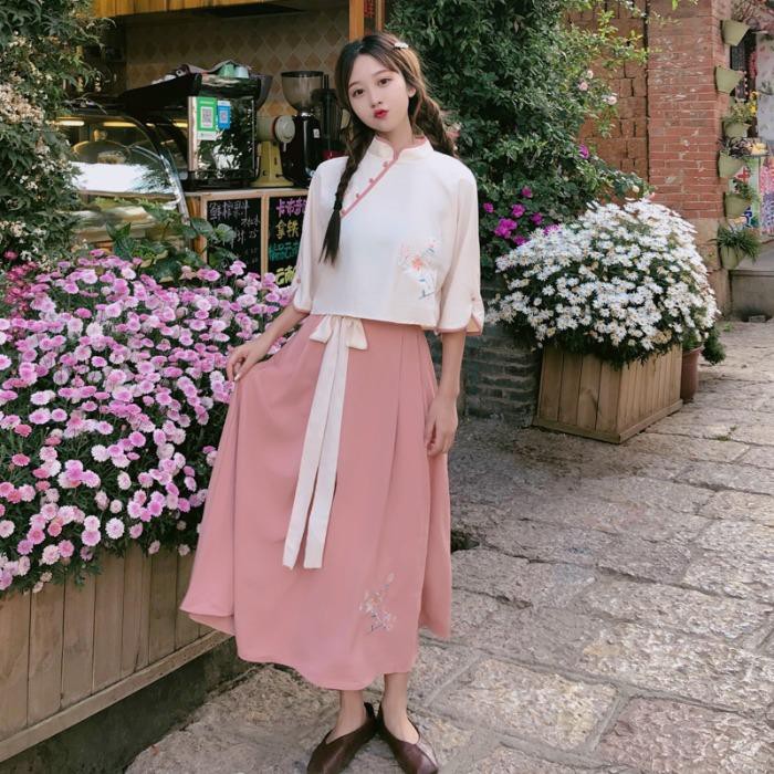 Set Áo Khoác Thêu Họa Tiết + Chân Váy Lưng Cao Xinh Xắn Dành Cho Nữ | BigBuy360 - bigbuy360.vn