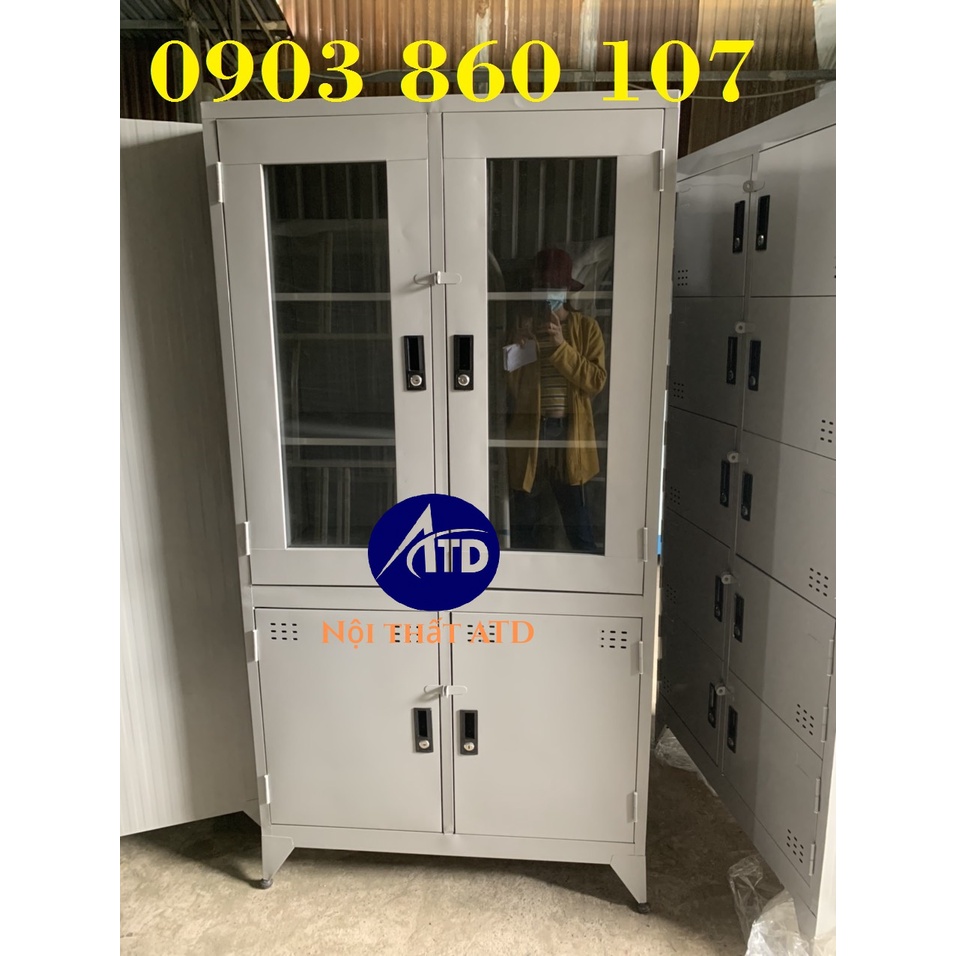 Tủ hồ sơ có kiếng đựng tài liệu trường học công ty văn phòng sơn tĩnh điện