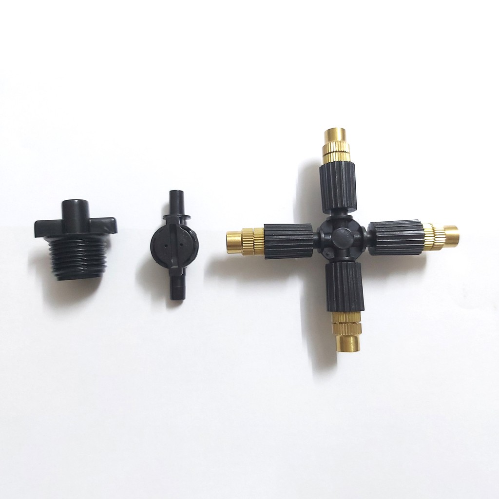 Béc Phun Sương Tưới Lan 4 Hướng Đầu Đồng, Kèm Ren Nối Ống 21mm Và Van Điều Áp