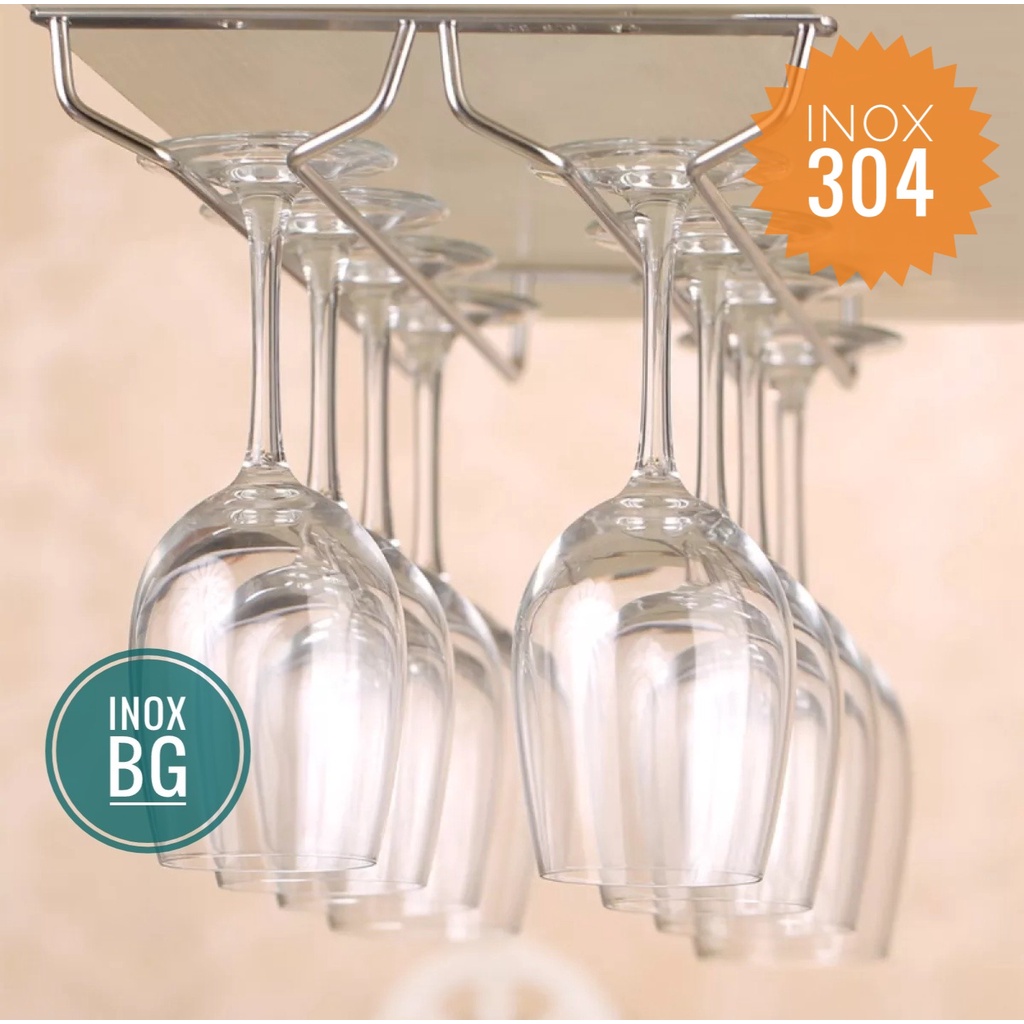 Giá treo ly, gài ly sâu 55cm chất liệu inox 304 bền bỉ với thời gian
