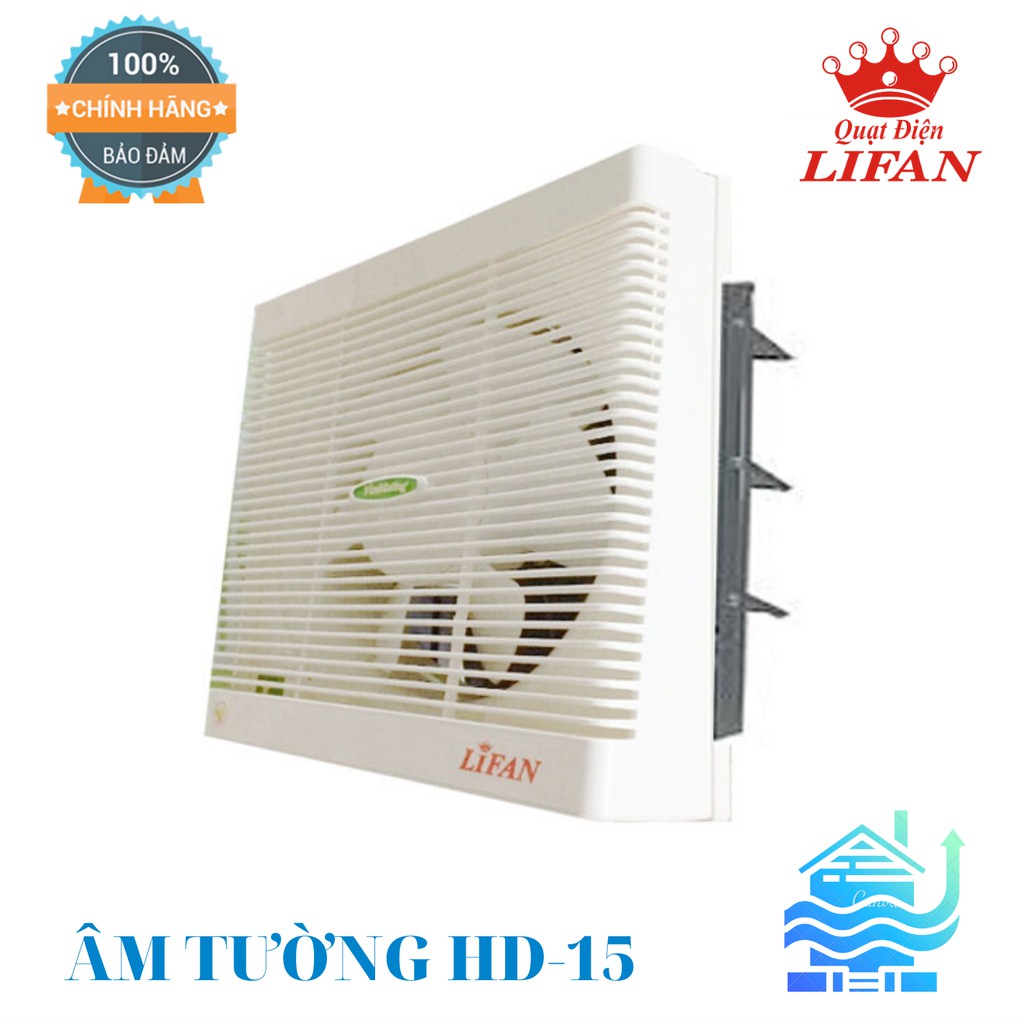 Quạt Thông Gió, Quạt Hút 2 Chiều Âm Tường HD-15 LiFan