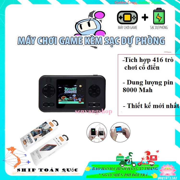 Máy Chơi Game Cầm Tay  416 Trò Chơi - Kiêm Sạc Dự Phòng 8000 Mah - 2 Cổng Usb 2020 senvangshop