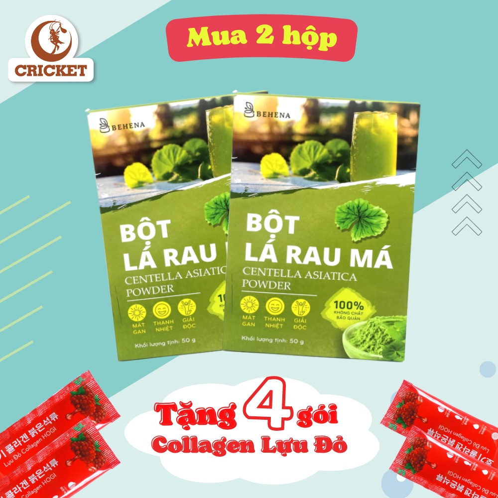 Bột Rau Má Nguyên Chất Behena Hộp 50g (20 gói x 2.5g) - Bột Rau Má Thanh Nhiệt Giải Độc Cơ Thể
