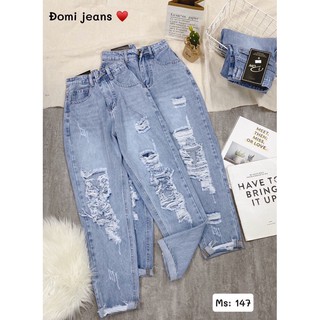 ♻️Baggy Jeans Lưng Cao Rách Nhiều