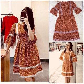 Đầm xoè tay bèo phối ren thiết kế
