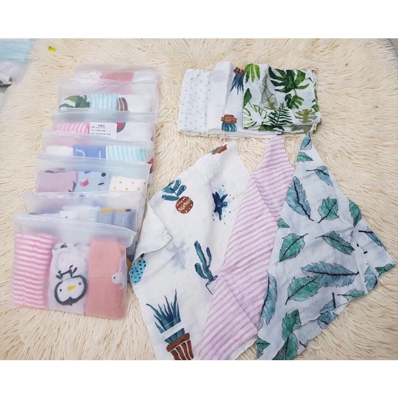 Set 3 khăn sữa Aden muslin tree siêu mềm cho bé