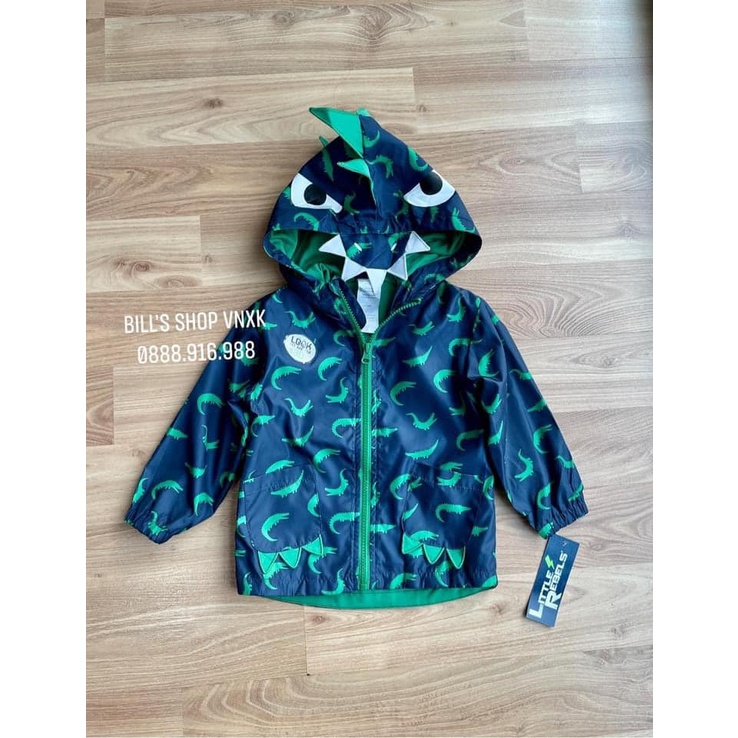 Áo gió bé trai hoạ tiết cá sấu mầu tím than size 2-3 tuổi