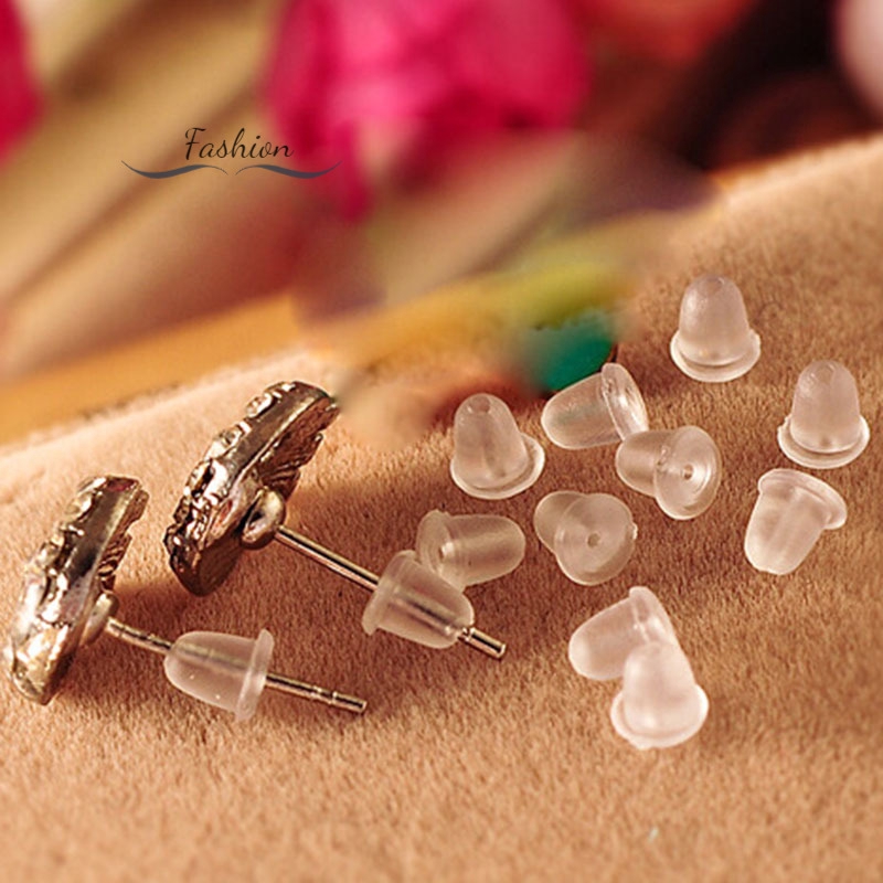 Set 100 Nút Khuyên Tai Nhựa Mềm Trong Suốt