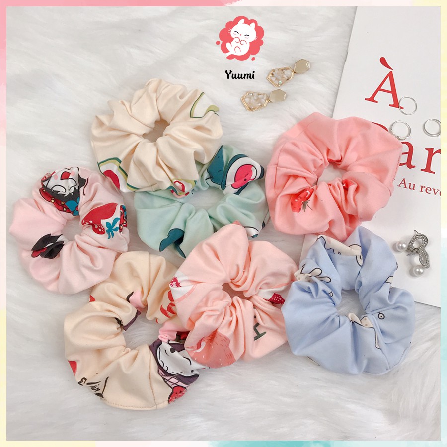 Scrunchies dây buộc tóc Yuumi màu sắc dễ thương QT01