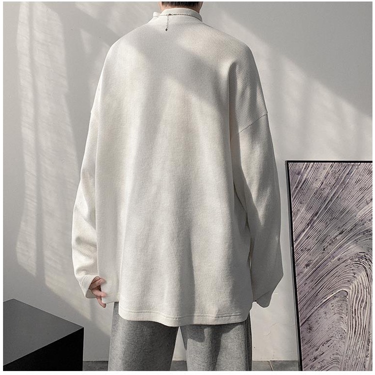 Áo Sweater Tay Dài Cổ Lọ Dáng Rộng Thời Trang Hàn Quốc Cá Tính Cho Nam