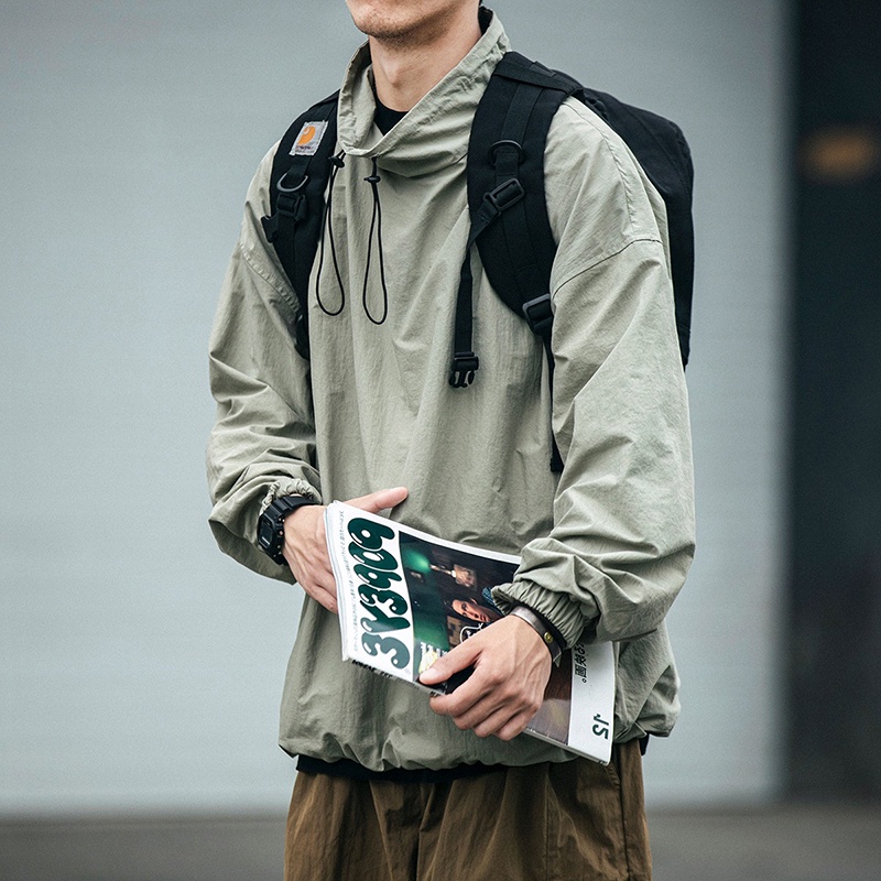 Áo Khoác Hoodie Chui Đầu Kiểu retro Nhật Bản Cá Tính Cho Nam