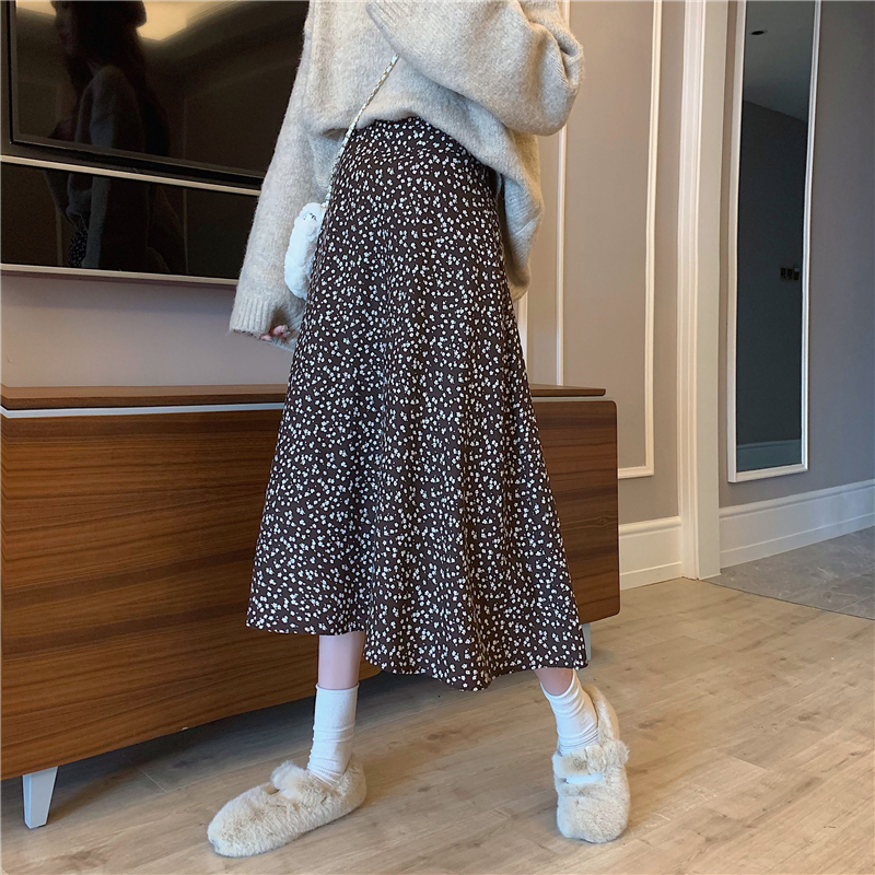 [Mã FAGREEN55 giảm tới 30K đơn 99K] Xiaozhainv Chân váy midi lưng cao họa tiết hoa thời trang xinh xắn cho nữ | BigBuy360 - bigbuy360.vn