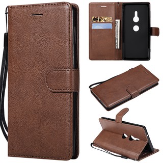 Ốp lưng điện thoại bằng da màu trơn dành cho sony xperia xz2/xz2 compact/xz2 premium/xz3/xz4 compact/xz4/xperia 1