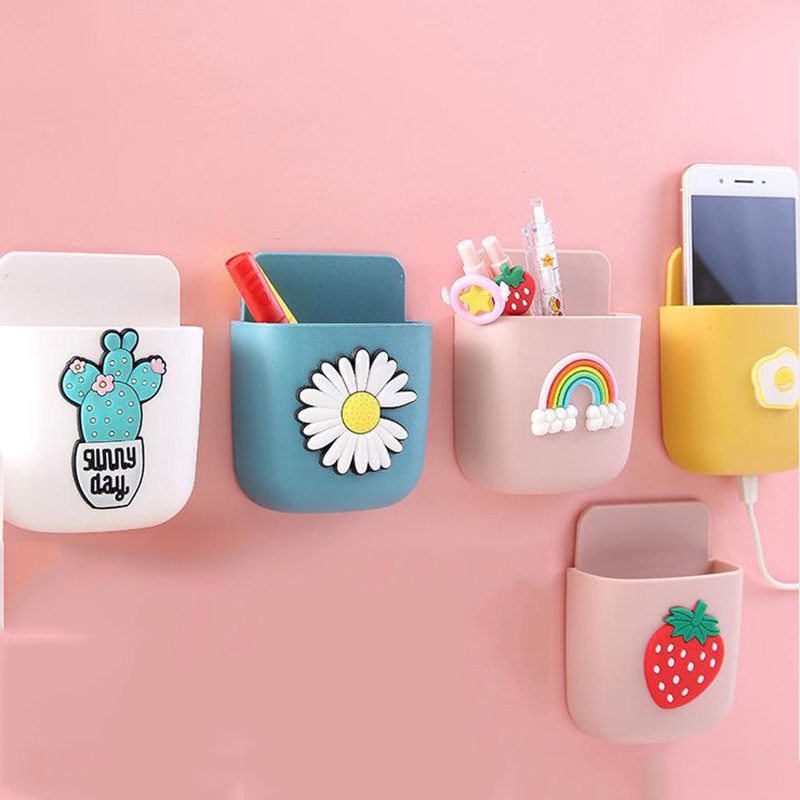 Hộp đựng đồ gắn tường tự dính mini họa tiết hoạt hình dễ thương