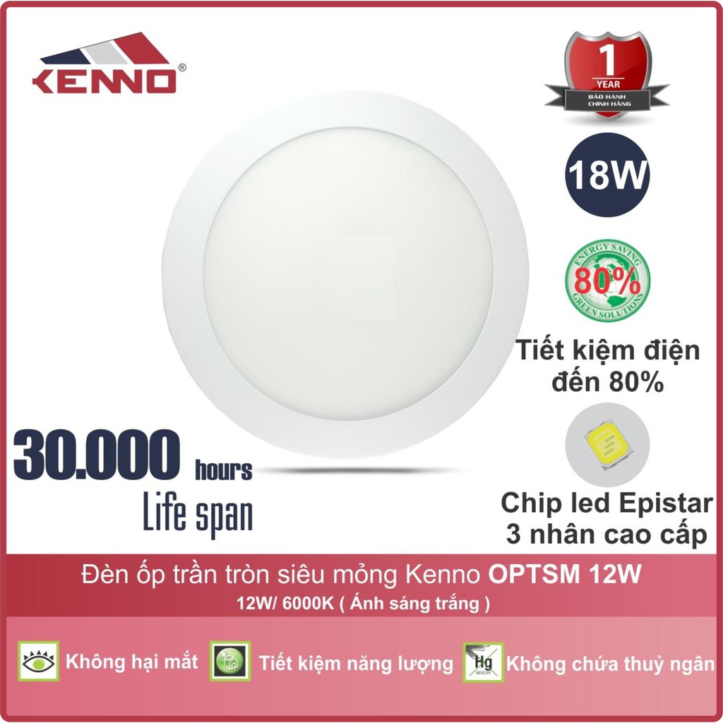 Đèn ốp trần LED siêu mỏng, Tròn (12/18/24W, AS Trắng/Vàng)