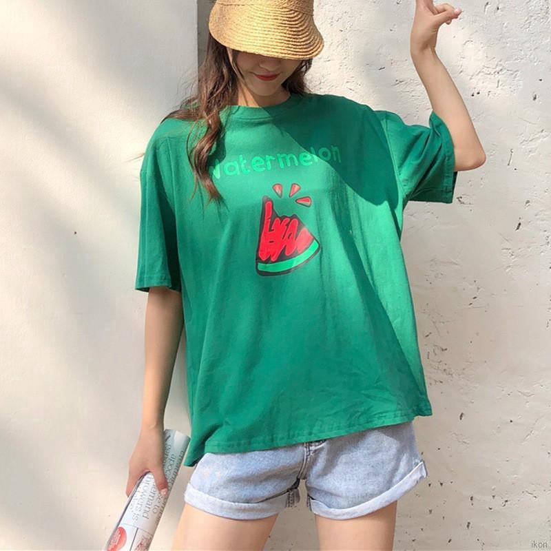 Áo thun nữ cổ tròn tay ngắn in hình trái cây