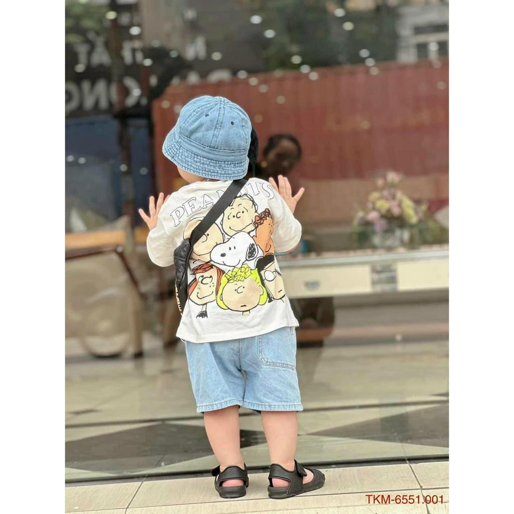 Bộ Quần Áo Cho Bé Trai, Bé Gái Cotton Quần Jeans Họa Tiết PEANUTS Dễ Thương, Đồ Bộ Cho Bé Mặc Đi Chơi Đi Học CK344