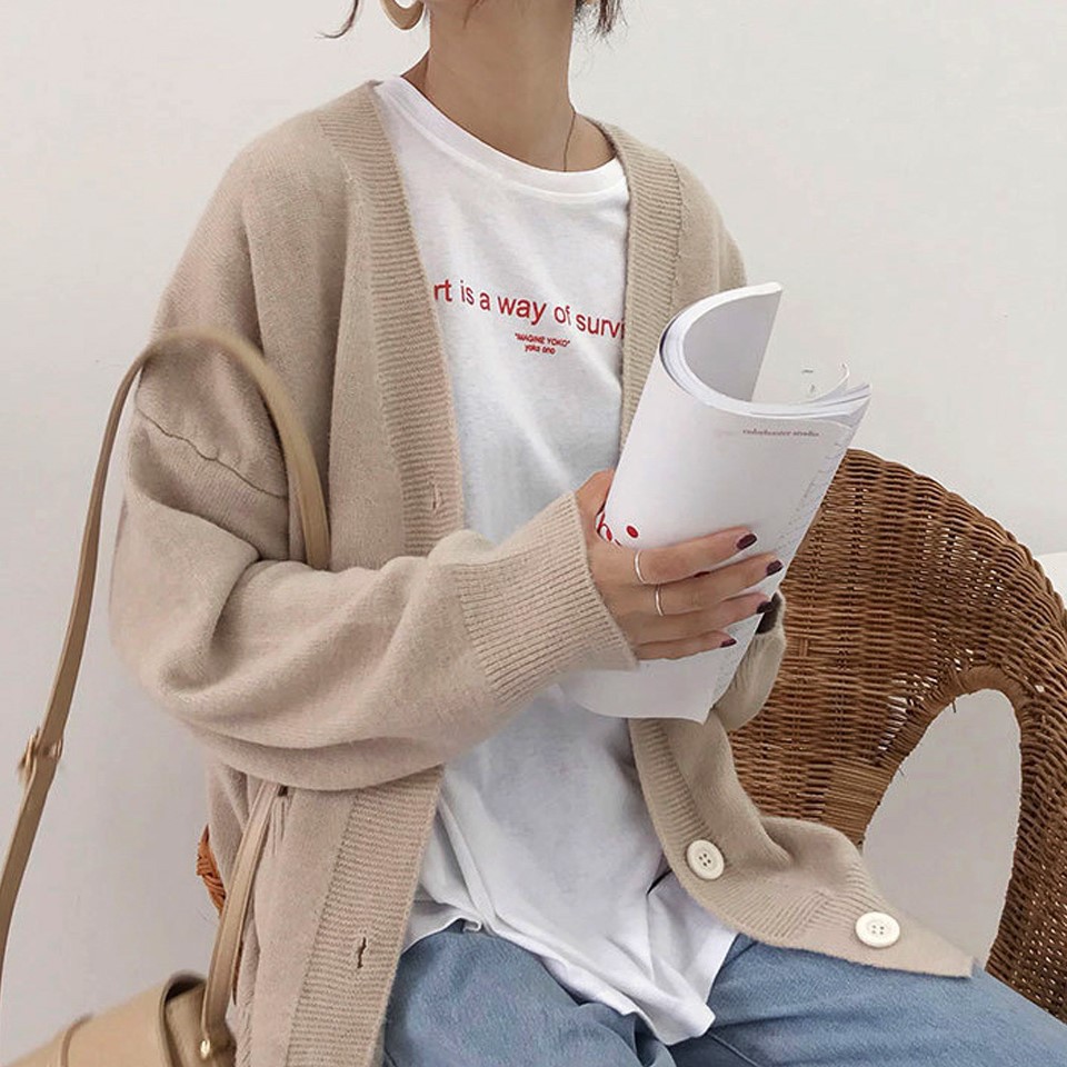 [Hàng chuẩn] Áo khoác cardigan len cúc phong cách Hàn Quốc | BigBuy360 - bigbuy360.vn