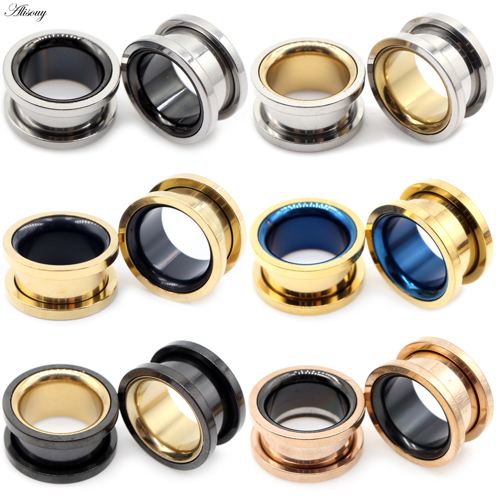 Alisouy Set 2 Khuyên Nong Tai Bằng Thép Không Gỉ Cá Tính