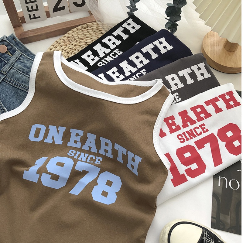 Áo Tank Top Sát Nách Cổ Tròn Hoạ Tiết Chữ In