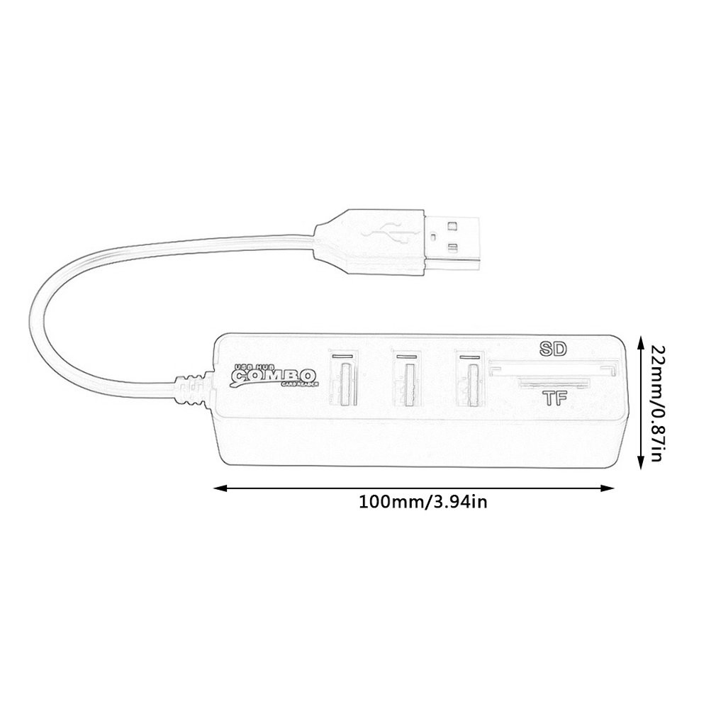 Micro USB Hub 2.0 Nhiều cổng USB Kết hợp Bộ đọc thẻ TF Hub Bộ chia USB