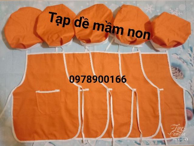 Bộ tạp dề + mũ size tiểu học