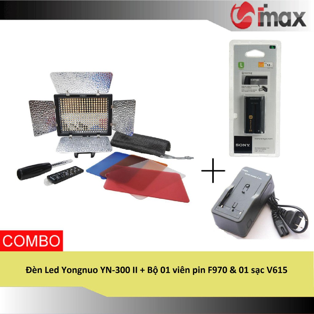 Đèn Led Yongnuo YN-300 II + Bộ 01 viên pin F970 & 01 sạc F970/770/570