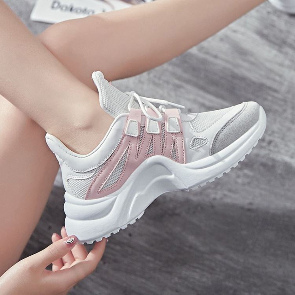 Giày Sneaker Nữ BUXINO18 Giày Thể Thao Nữ Độn Đế 6cm Ulzzang Cột Dây Trắng Đen Chạy Bộ Đi Học Đi Chơi Size Từ 36 Đến 39 | BigBuy360 - bigbuy360.vn
