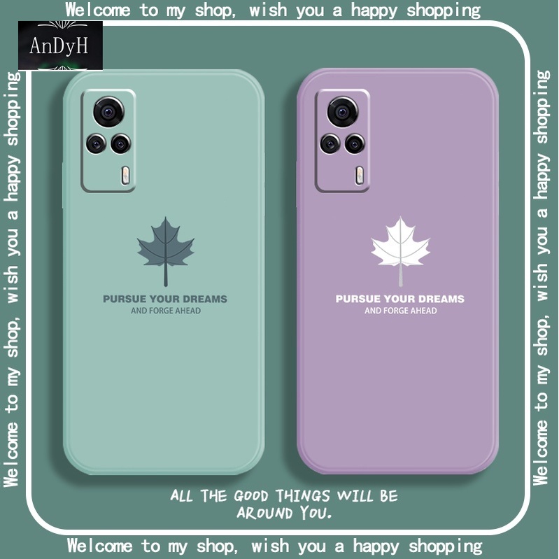 Andyh Ốp Điện Thoại Silicon Nhám Hình Lá Phong Đơn Giản Có Dây Đeo Cho Vivo Y12S 2021 Y20 2021 Y20S G Y20I Y30 Y30I Y50 Y52S