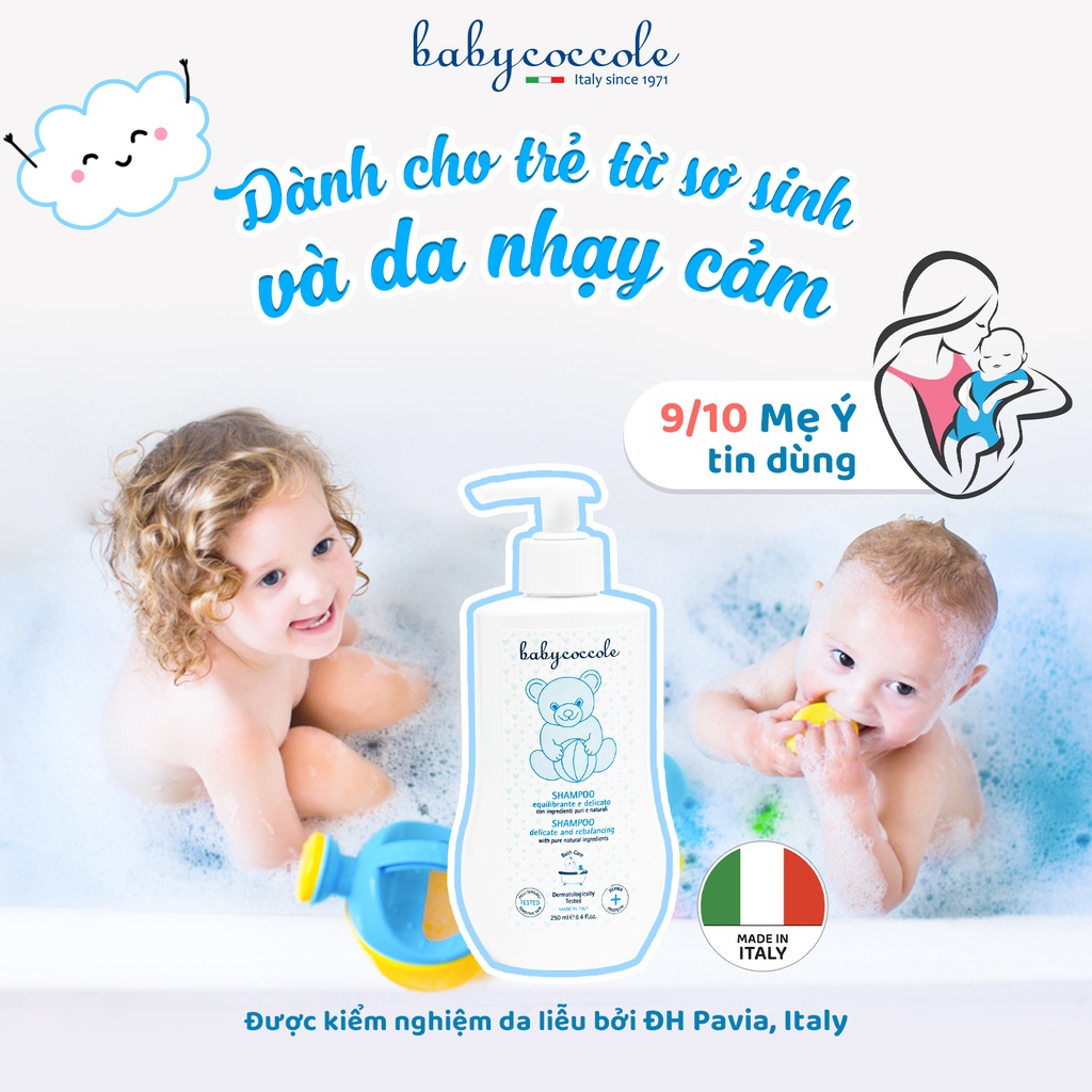 Dầu gội cho bé Babycoccole 0M+ an toàn cho trẻ sơ sinh &amp; em bé chiết xuất hoa sen 250ml