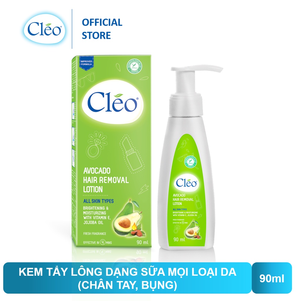 Kem Bơ Tẩy Lông Cleo Dạng Sữa Avocado Hair Removal Lotion 90ml