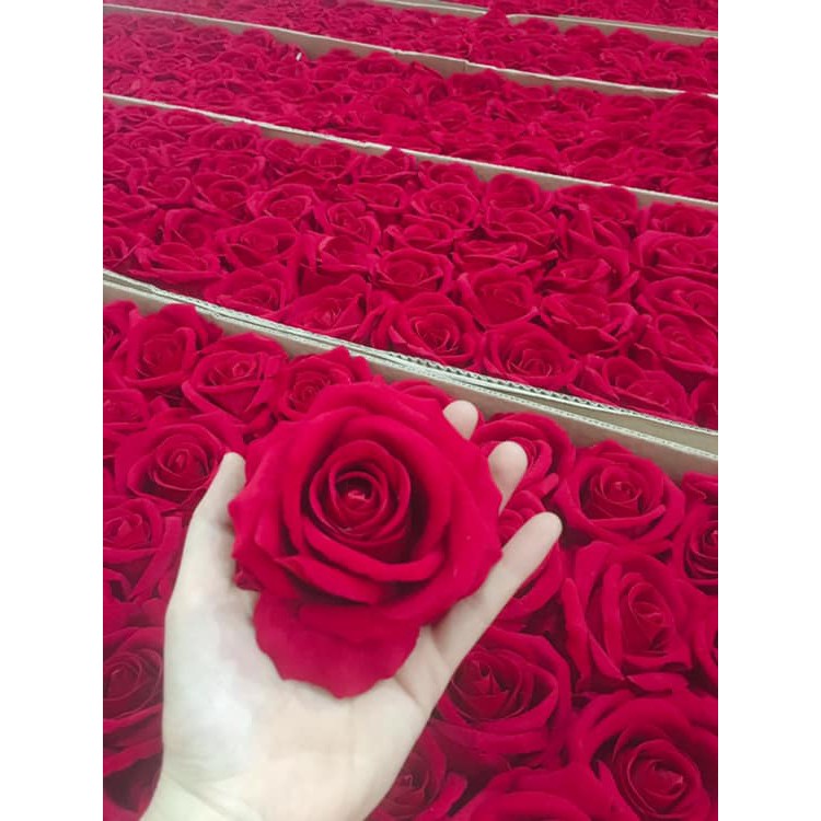Đầu hồng nhung giả, đầu hoa trang trí hộp quà, hộp son, đám cưới, quà tặng