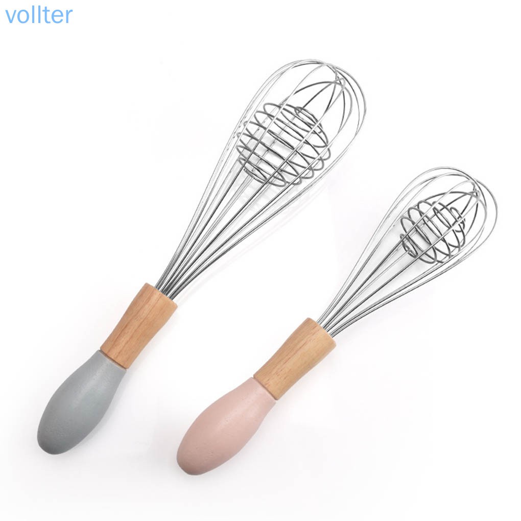Dụng Cụ Đánh Trứng Bằng Thép Không Gỉ Cán Gỗ 10 Inch