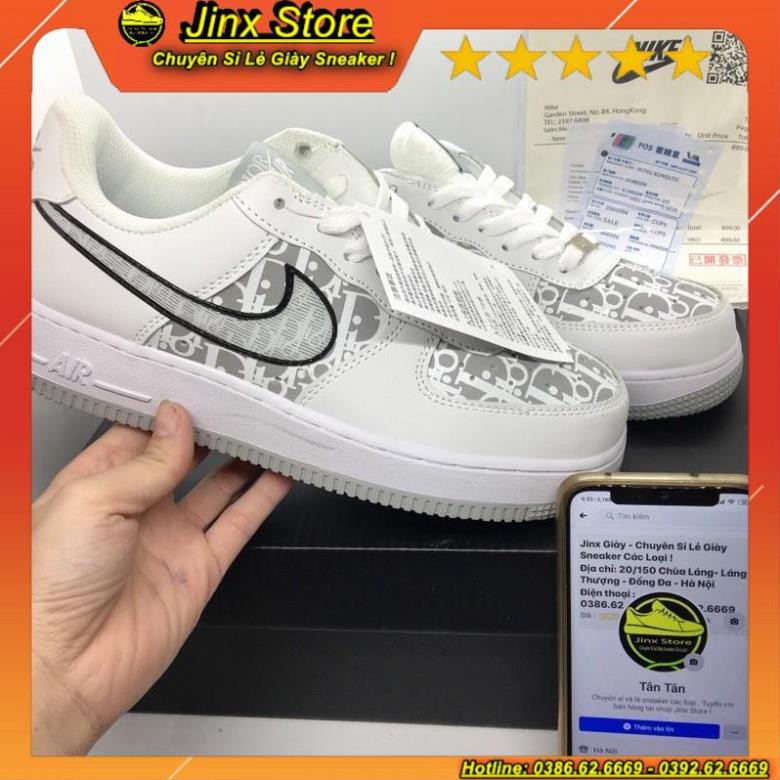 Giày thể thao sneaker AF1 trắng kết hop dior đế xám hàng 1:1 full size da bò đôt không cháy | BigBuy360 - bigbuy360.vn
