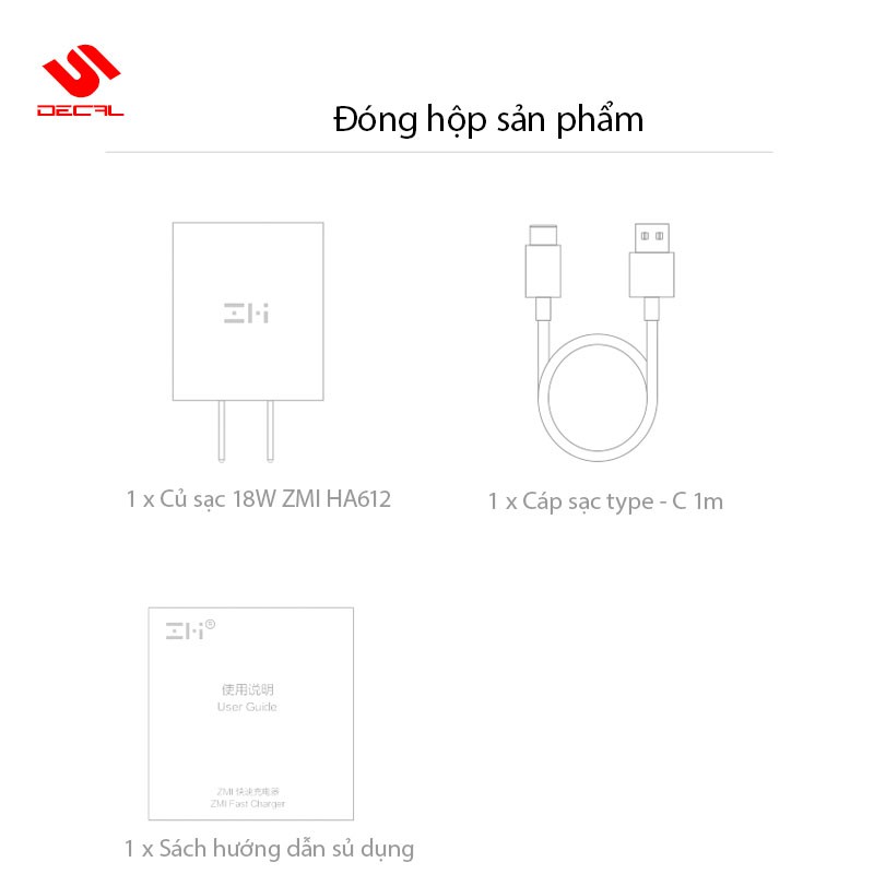 Bộ sạc nhanh 18W Quick Charge QC 3.0/2.0 ZMI model HA612