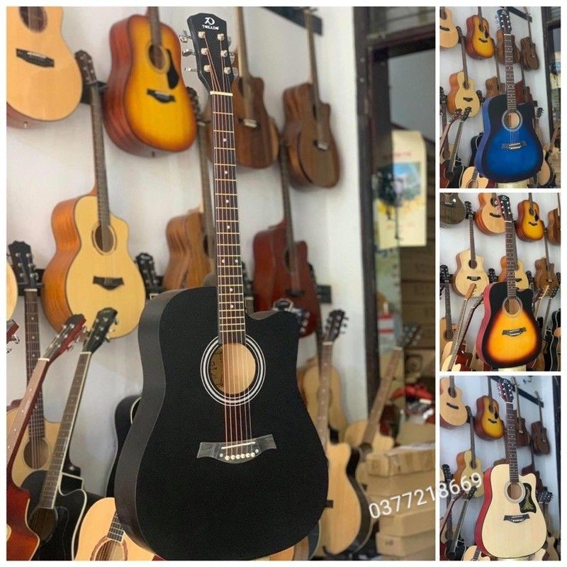 Đàn Guitar Acoustic Tokado gỗ hồng đào có ty. Full bao da ,capo,dây dự phòng