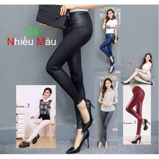 Quần legging nữ da bóng đẹp(Đỏ rượuHồngMàu da kem)