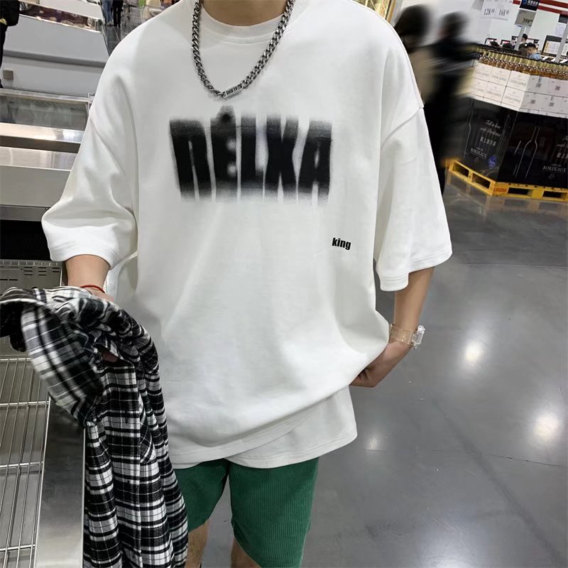 Áo Thun Tay Ngắn Dáng Rộng In Chữ Phong Cách Nhật Bản Thời Trang Mùa Hè Cho Nam Và Nữ size M-5XL