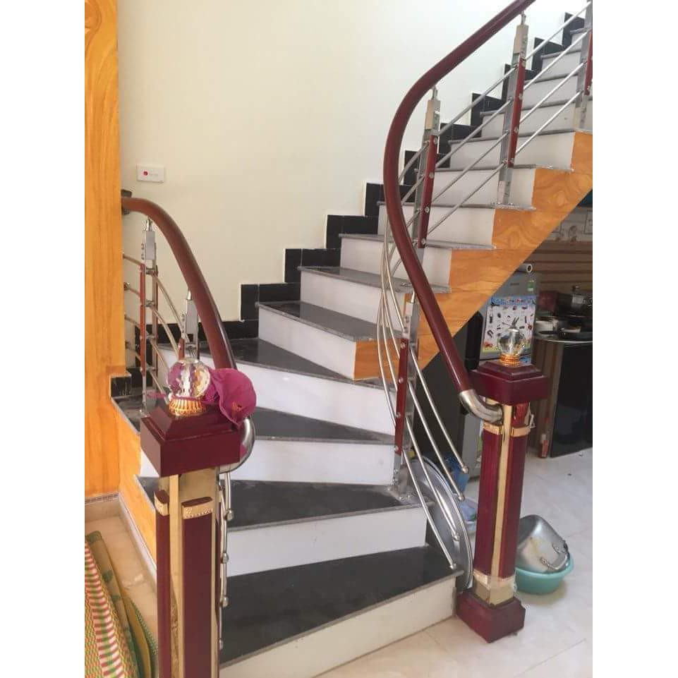 Trụ Cái INOX ốp Má Gỗ