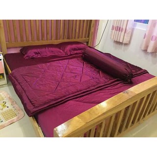 [Xả hàng] Chăn ga gối phi lụa_L4 (đỏ rượu)
