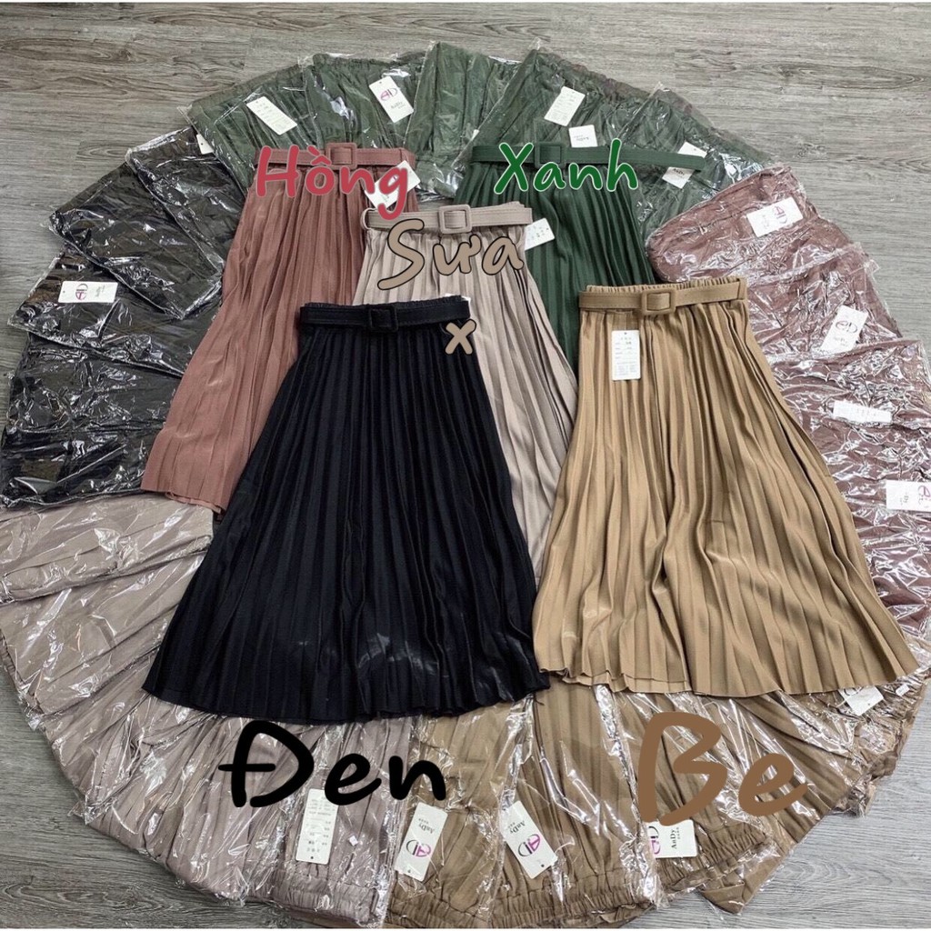 CHÂN VÁY XẾP LY NHŨ KÈM ĐAI | BigBuy360 - bigbuy360.vn