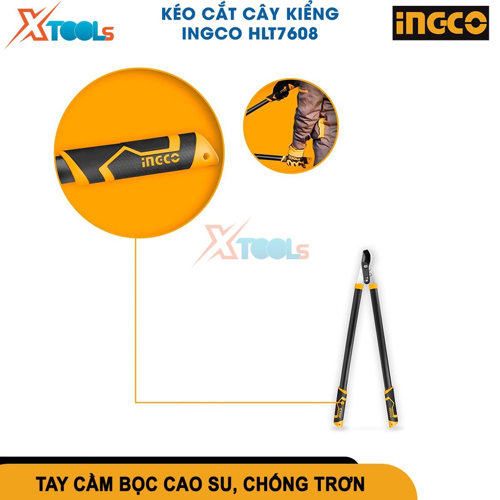 Kéo cắt cành cộng lực Ingco 760mm, thép carbon xử lý nhiệt, sơn chống gỉ, kìm cắt cành cộng lực [CHÍNH HÃNG][XTOOLS]