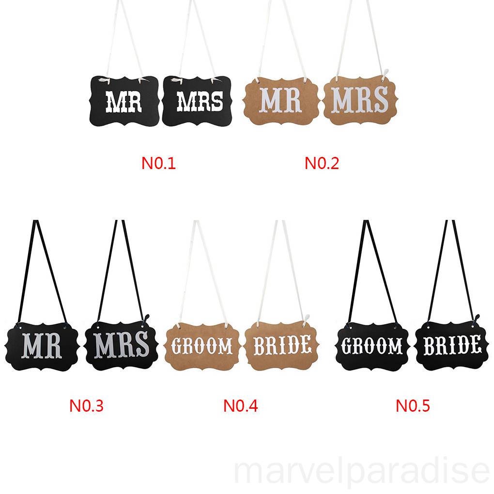 Set 2 Banner Mr / Mrs In Chữ Trang Trí Ghế Tiệc Cưới