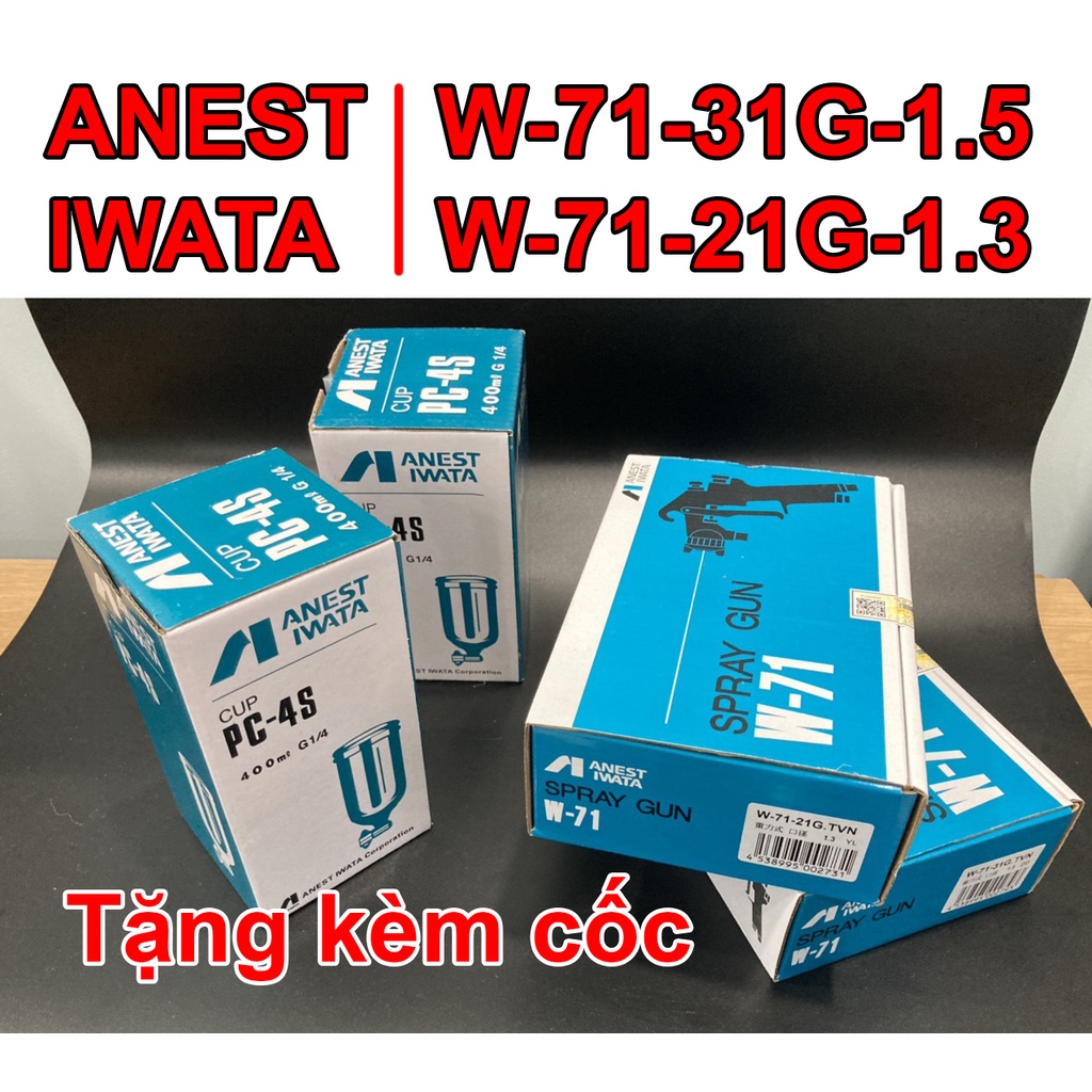 [Chính hãng] Súng phun sơn Anest Iwata W71 - 21G/ 31G (Tặng kèm cốc PC-4S)