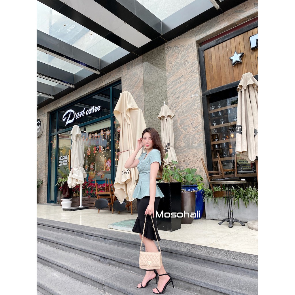 Áo sơ mi nữ Mosohali suông cổ vét cộc tay 4 màu thời trang công sở