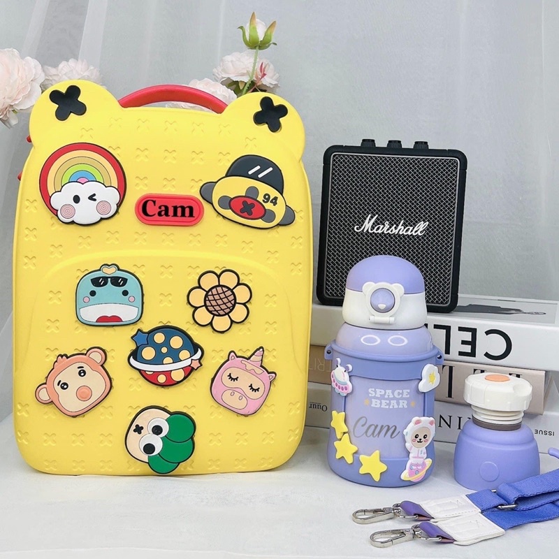 Thẻ Tên Stickers Silicone Cho Bé Gắn Balo PVC