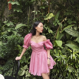Đầm xoè vải tơ óng Camellia Puff Dress