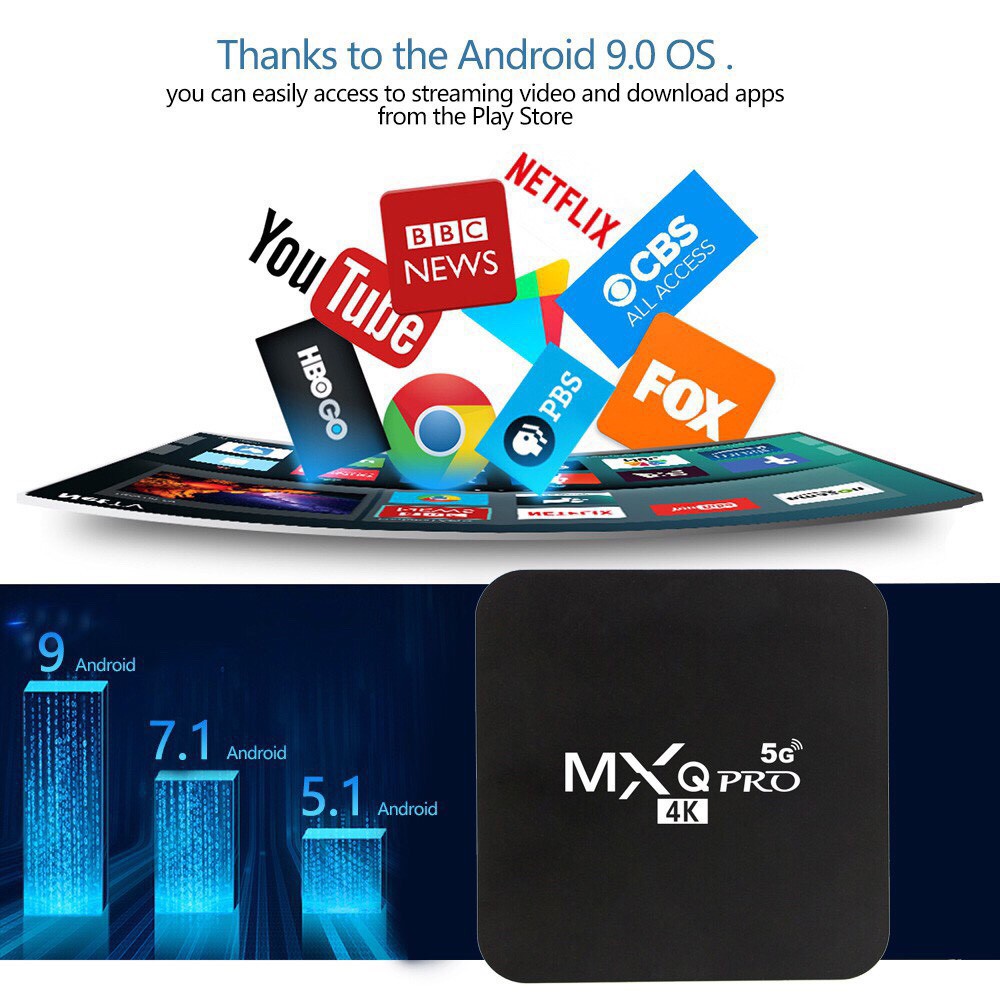 TV Box thông minh MXQ PRO 5G 4K HD 4G + 64G điều khiển từ xa giải mã đa phương tiện sử dụng tại nhà